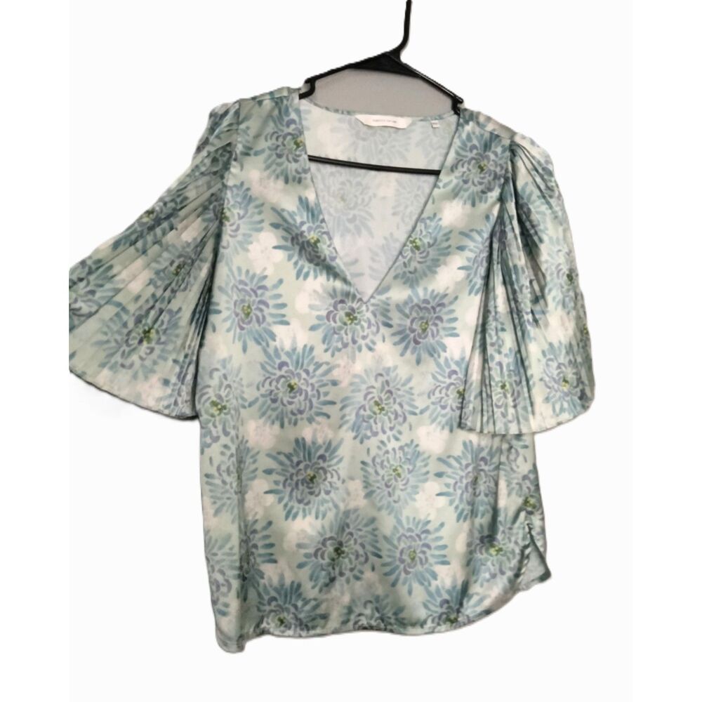Rebecca Taylor ~ Blue Purple Floral V-Neck Top ~ Size S